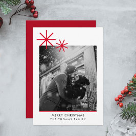 Cartão De Festividades Foto Vermelha Simples de Natal Minimalista