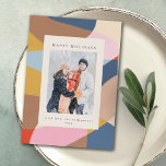 Cartão De Festividades Foto vertical Abstrato único colorida feliz<br><div class="desc">Deseje aos seus amigos e família um Feliz feriado com estas belas cartas com a sua foto vertical favorita e um lindo e colorido design abstrato.</div>