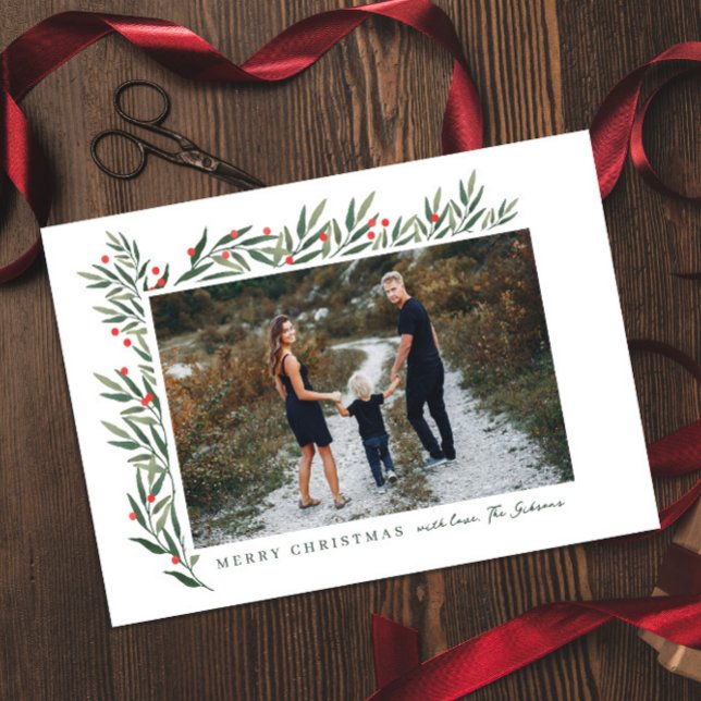 Cartão De Festividades Foto White do inverno Greenery (Criador carregado)