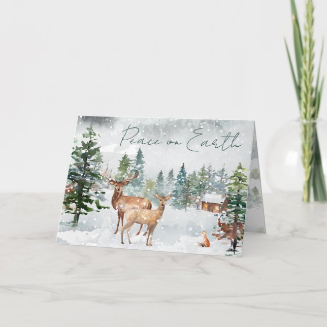 Cartão De Festividades Foto Winter Wonderland Forest Animal Peace Earth (Frente)