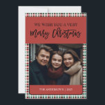 Cartão De Festividades Foto Xadrez Elegante Verde e Vermelho<br><div class="desc">Com um design elegante e fonte script,  estes cartões de foto xadrez vermelho e verde estão sempre na moda!</div>