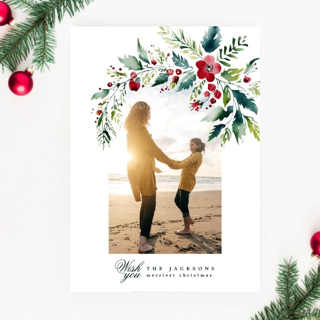 Cartão De Festividades fotoarca moderna coroa feliz natal (Criador carregado)