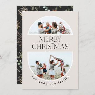 Cartão De Festividades Fotoarco de cor aquática floral botânico do Natal 