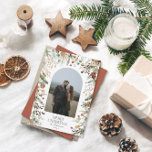 Cartão De Festividades Fotoarco de cor aquática floral botânico do Natal<br><div class="desc">Mery Christmas — moderno elegante e elegante aquarela seca botânica com cores mudas cor mudas cor de Natal arca 1 foto Cartão de Natal.</div>