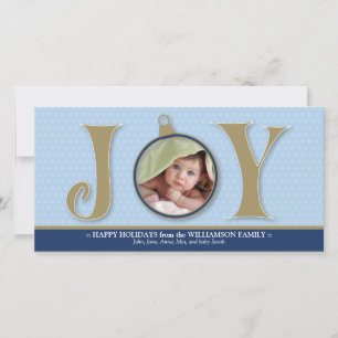 Cartão De Festividades Fotocarta Personalizada de Família Natal Feliz (az