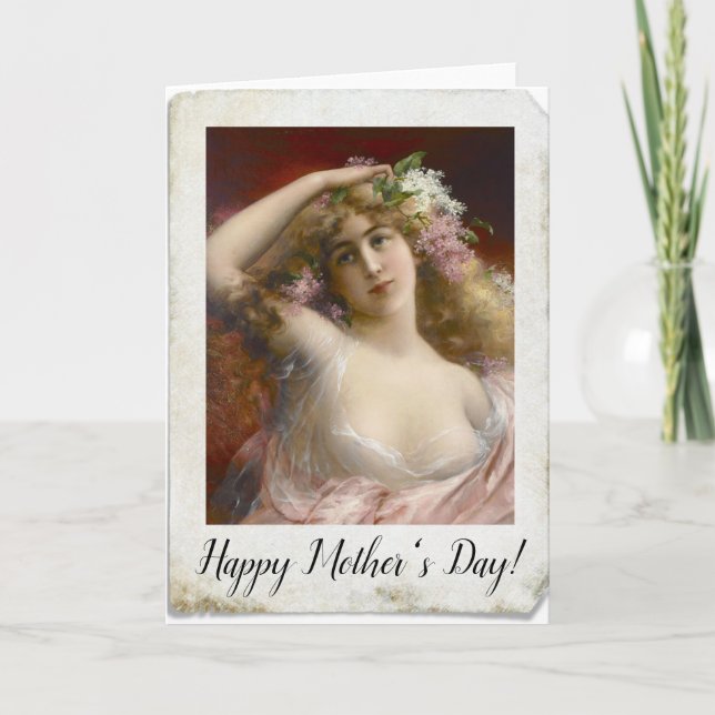 Cartão De Festividades Fotografia afligida da senhora do Victorian (Frente)