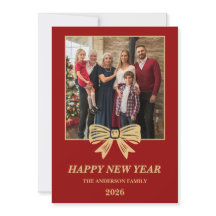 Fotografia da Família com Laço Vermelho e Dourado 