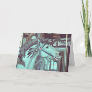 Cartão De Festividades Fotografia da Vintagem de Cavalos Redondos de feli