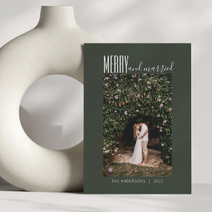 Cartão De Festividades Fotografia de Casamento Minimalista Feliz e Casado