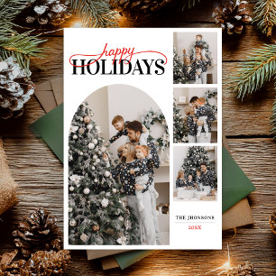 Cartão De Festividades Fotografia de Feliz Feriado Caligrafia Simples Mod