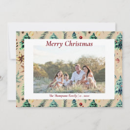 Cartão De Festividades Fotografia de folhagem botânica de Azevinho de Nat