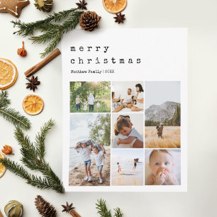 Cartão De Festividades Fotografia de Natal da Família Minimalista de Máqu