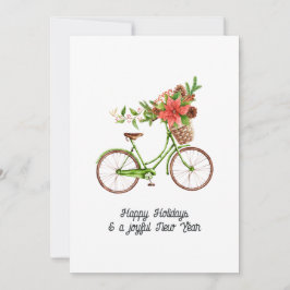 Cartão De Festividades Fotografia de Natal de Família de Bicicleta Floral