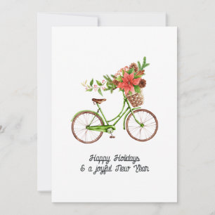 Cartão De Festividades Fotografia de Natal de Família de Bicicleta Floral