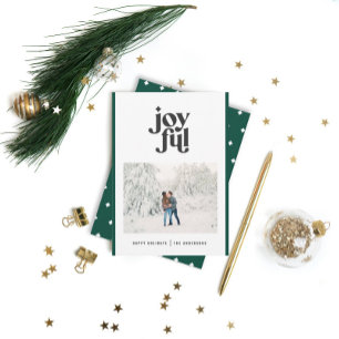 Cartão De Festividades Fotografia de Natal verde moderna 1