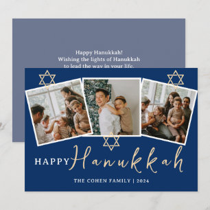 Cartão De Festividades Fotografia do Happiest Hanukkah da Caligrafia Azul