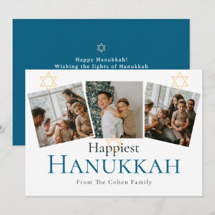 Cartão De Festividades Fotografia do Happiest Hanukkah da Caligrafia Azul