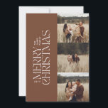 Cartão De Festividades Fotografia elegante e multibotânica<br><div class="desc">Elegante multifoto,  moderna e mínima tipografia botânica natural de aquarela Merry Christmas — cartão de Natal feliz.</div>