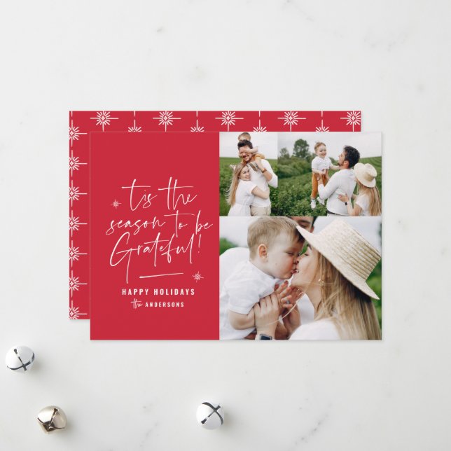 Cartão De Festividades Fotografia grata de script moderno (Frente/Verso In Situ)