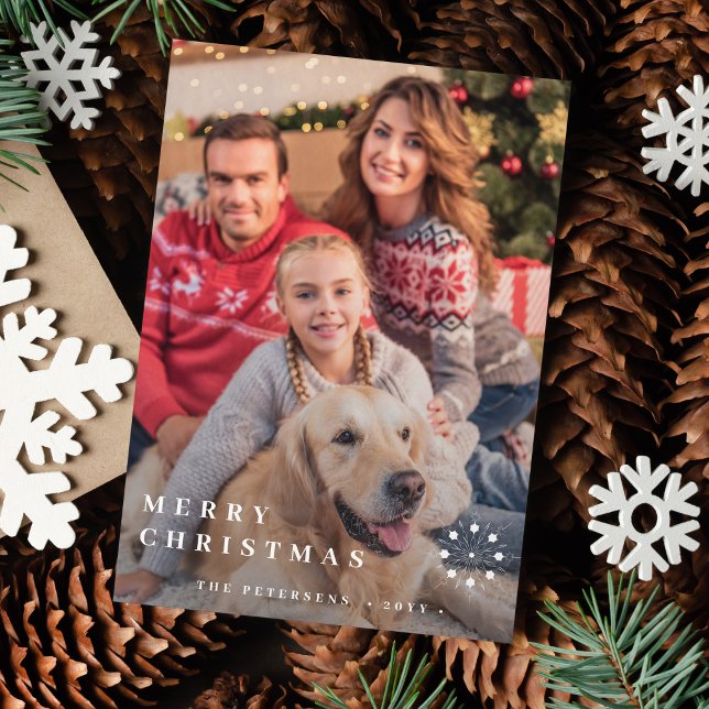 Cartão De Festividades Fotografia mínima moderna de Natal elegante (Criador carregado)