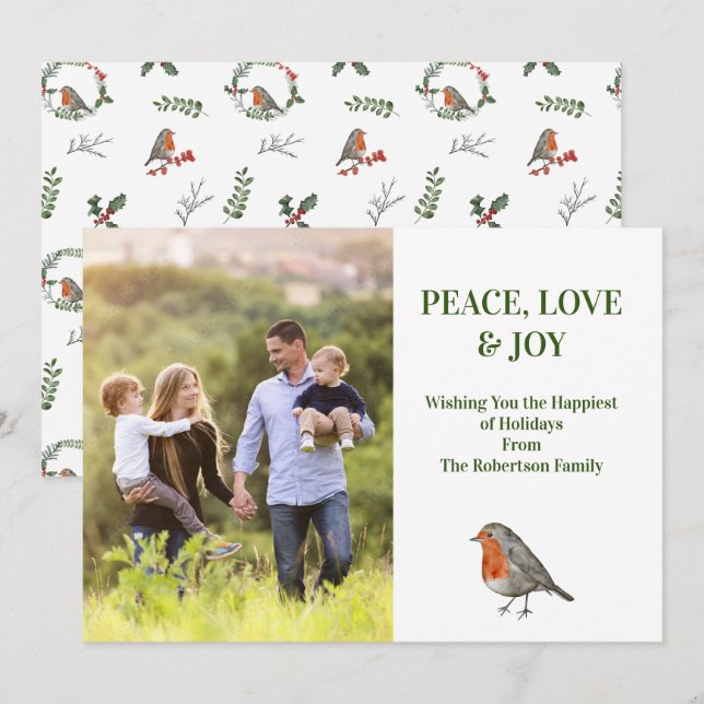 Cartão De Festividades Fotografia Moderna do Redbreast Robin Bird (Frente/Verso)