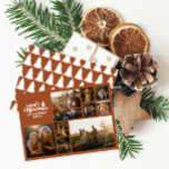 Cartão De Festividades Fotografia retrô tipográfica moderna do terracotta<br><div class="desc">Retrô tipografia,  Natal multifoto moderno. As cores de fundo de texto e terracota podem ser personalizadas. Parte de uma coleção</div>