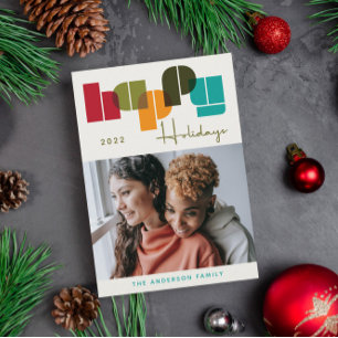 Cartão De Festividades Fotografia Verde sobre Feriados Felizes Cores Negr