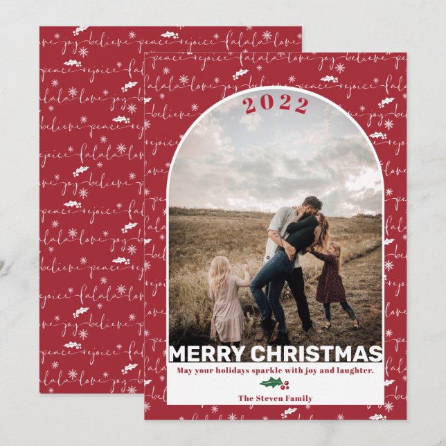 Cartão De Festividades Fotografia vermelha moderna - Arena de Natal - pad (Frente/Verso)