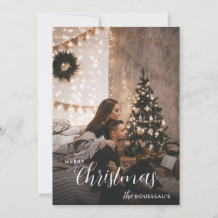 Cartão De Festividades Fotomodernista de casal de Natal em estilo industr