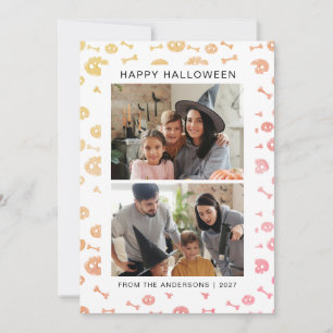 Cartão De Festividades Fotos Assustadoras em Aquarela Pastel para o Hallo