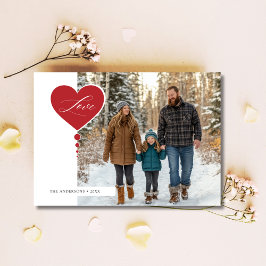 Cartão De Festividades Fotos da Família Amor Caligrafia Vermelha Dia dos 