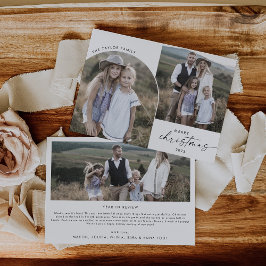 Cartão De Festividades Fotos da Família Modern Boho Arch 3 Fotos de Natal