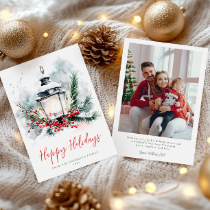 Cartão De Festividades Fotos da Família no Lanterna de Inverno das Férias