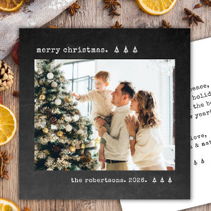 Cartão De Festividades Fotos da Família no Natal com Máquina de Escrever