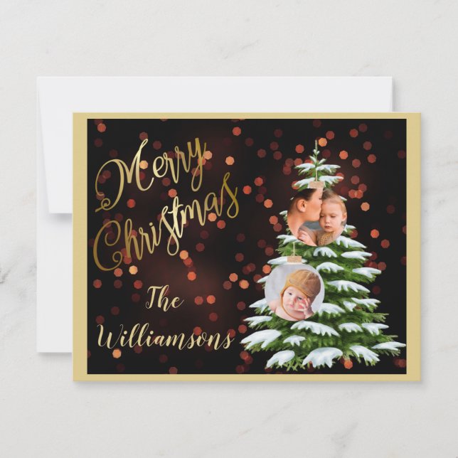 Cartão De Festividades Fotos de Árvore Dourada Elegante para Orçamento Fe (Frente)