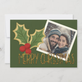 Cartão De Festividades Fotos de Azevinho Bordado de Natal