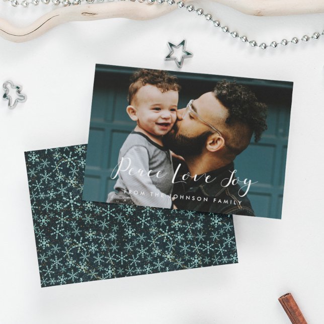 Cartão De Festividades Fotos de Caligrafia Elegante Paz Amor Alegria (Criador carregado)