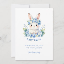 Cartão De Festividades Fotos de Coelhinho da Páscoa Fofo com Hidrangea em