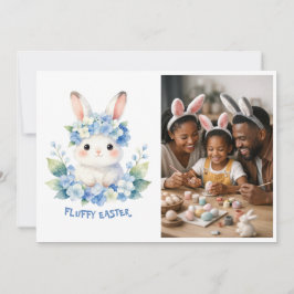 Cartão De Festividades Fotos de Coelhinho da Páscoa Fofo com Hidrangea em