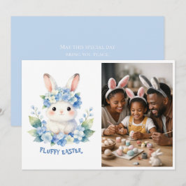 Cartão De Festividades Fotos de Coelhinho da Páscoa Fofo com Hidrangea em