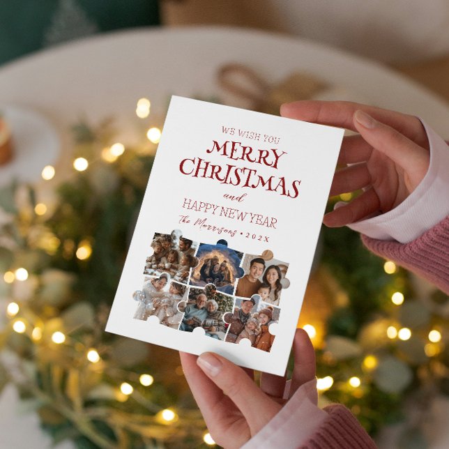 Cartão De Festividades Fotos de Colagem Personalizada de Quebra-cabeça de (Criador carregado)