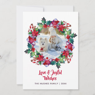 Cartão De Festividades Fotos de Coroa Floral com Meia de Natal