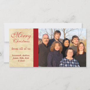 Cartão De Festividades Fotos de Família Feliz Natal Pergaminho