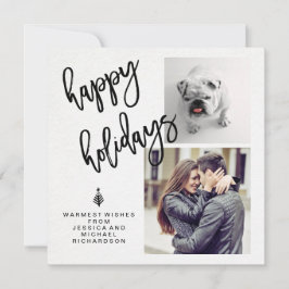 Cartão De Festividades Fotos de Férias e Tipografia em Papel de Aquarela