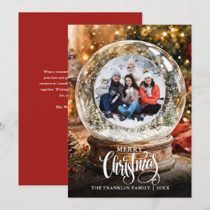 Cartão De Festividades Fotos de Globo de Neve de Natal Rústico de Inverno