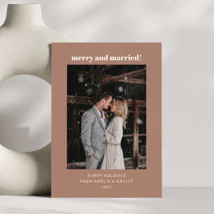 Cartão De Festividades Fotos de Natal Casados Felizes Marrom Mocha Modern