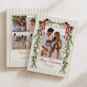 Cartão De Festividades Fotos de Natal com Grinalda de Arco Vermelho Everg