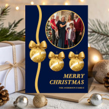 Fotos de Natal da Família com Ornamentos Azuis e D