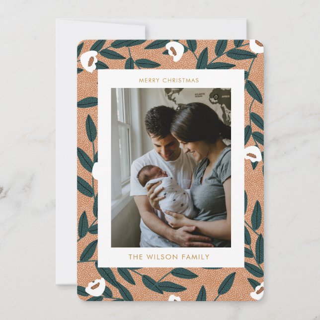 Cartão De Festividades Fotos de Natal de Família Fofos com Verduras Féria (Frente)