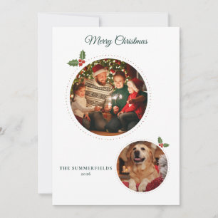 Cartão De Festividades Fotos de Natal Família e Cachorro Botânico